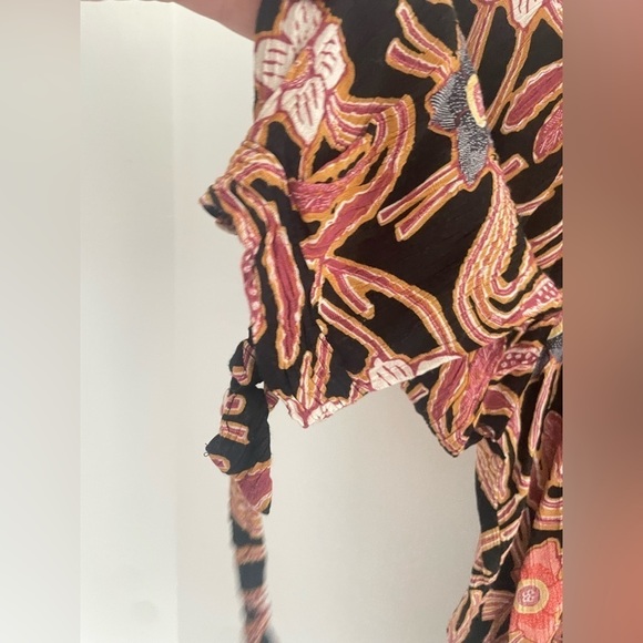 CHRISTIAN SIRIANO Floral Print Boho Style Loose Fit Short Puff Sleeves Sz S - Picture 4 of 7